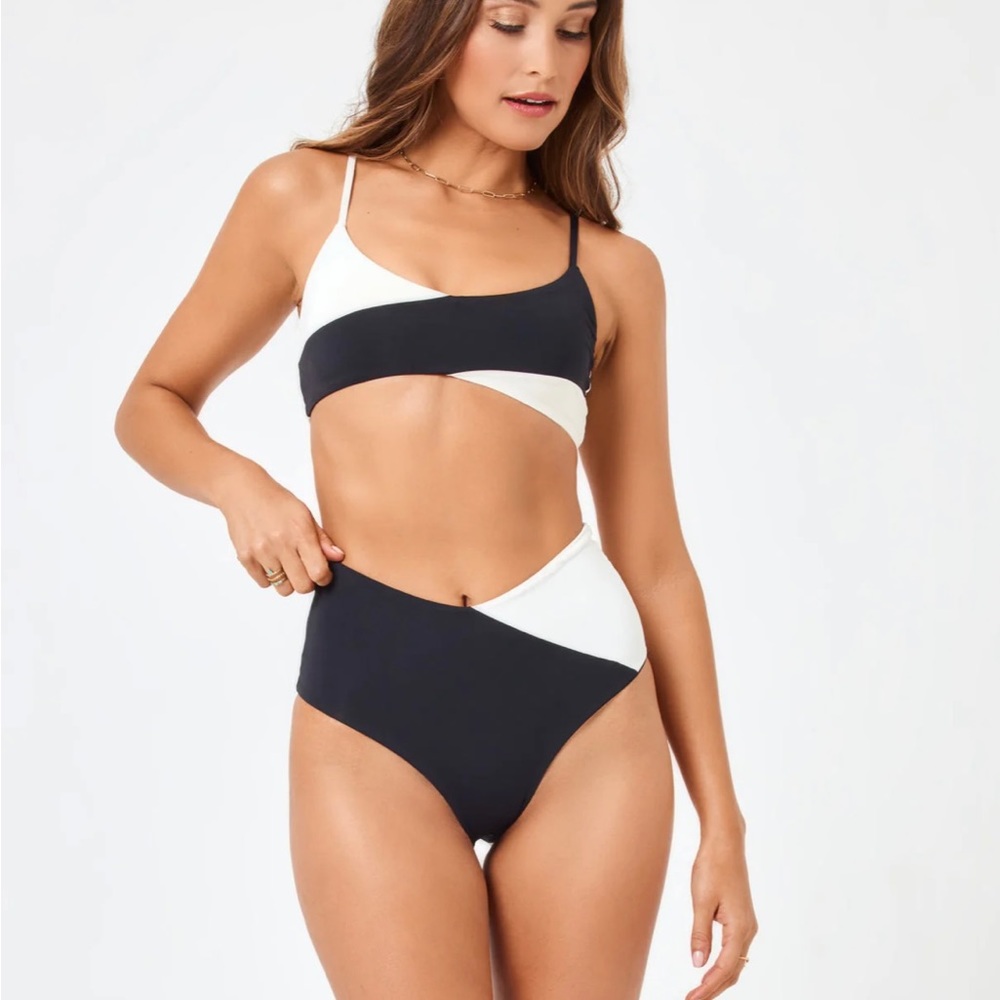 L Space Color-block High Tide Bikini Bottom